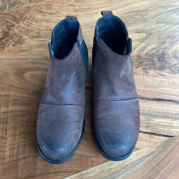 SOREL Emilie Brown Leather Waterproof Boots Booties Women’s Size 9.5 - Picture 2 of 12
